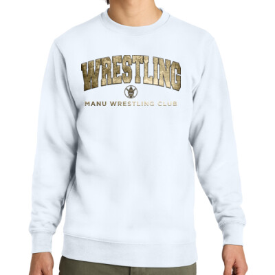Adult Manu Wrestling Club White Crewneck Sweatshirt Thumbnail