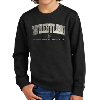 Youth Manu Wrestling Club Black Crewneck Sweatshirt Thumbnail