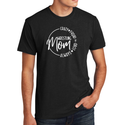 Adult Crazy Proud Wrestling Mom Black T-Shirt Thumbnail